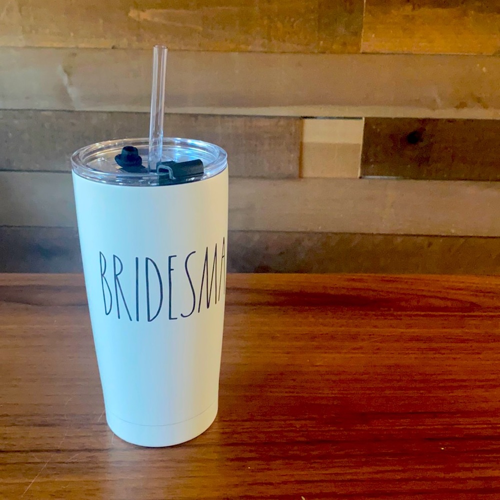 Cream colored, RAE DUNN insulated stainless steel tumbler